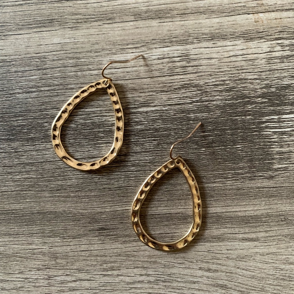Hammered Open Teardrop Earrings